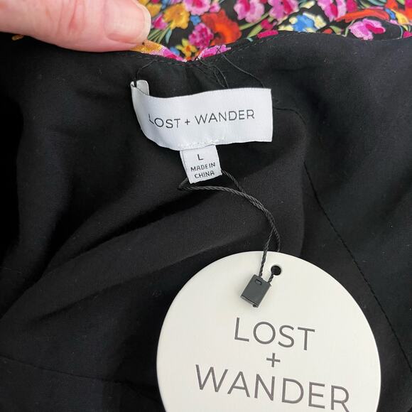 Lost + Wander Sleeveless Flora Garden Asymmetric Ruffled Midi Dress Large NWT - Picture 4 of 13